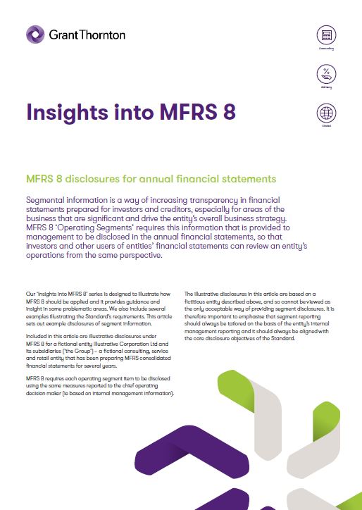 MFRS 8 disclosures for annual financial statements