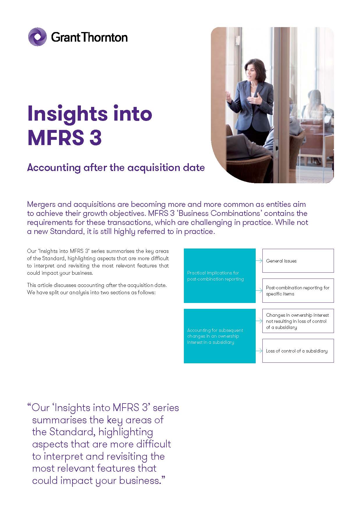 MFRS 3 Accounting after the acquisition date