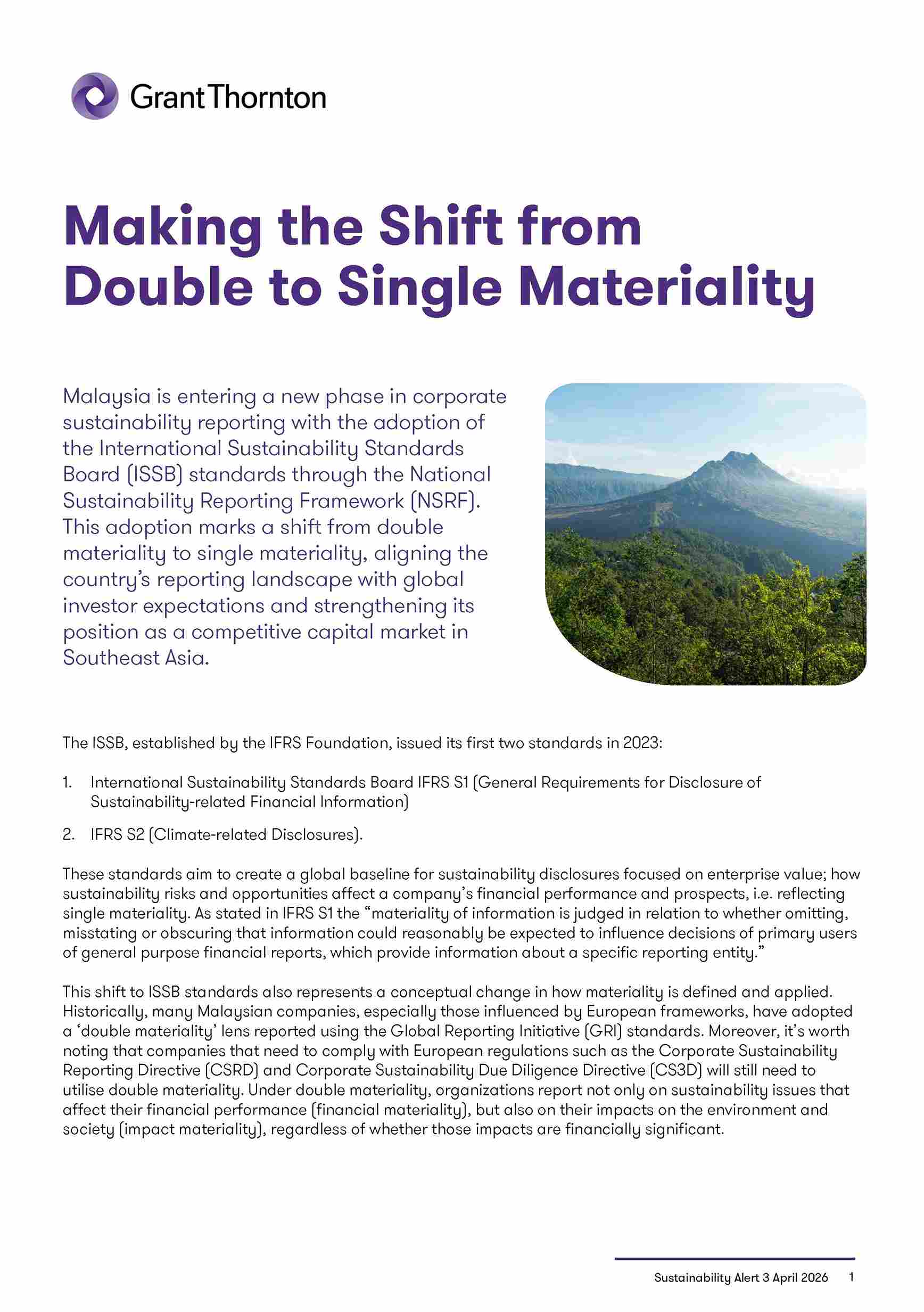Making the Shift from Double to Single Materiality