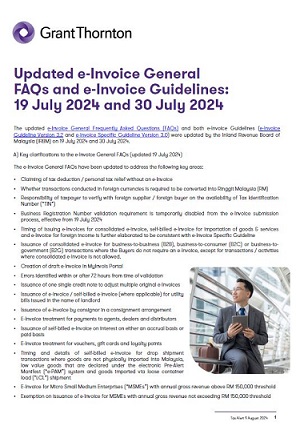 Updated e-Invoice General FAQs and e-Invoice Guidelines: 19 July 2024 and 30 July 2024