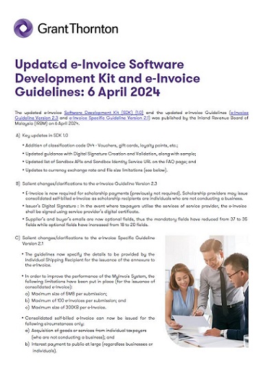 Updated e-Invoice Software Development Kit and e-Invoice Guidelines: 6 April 2024