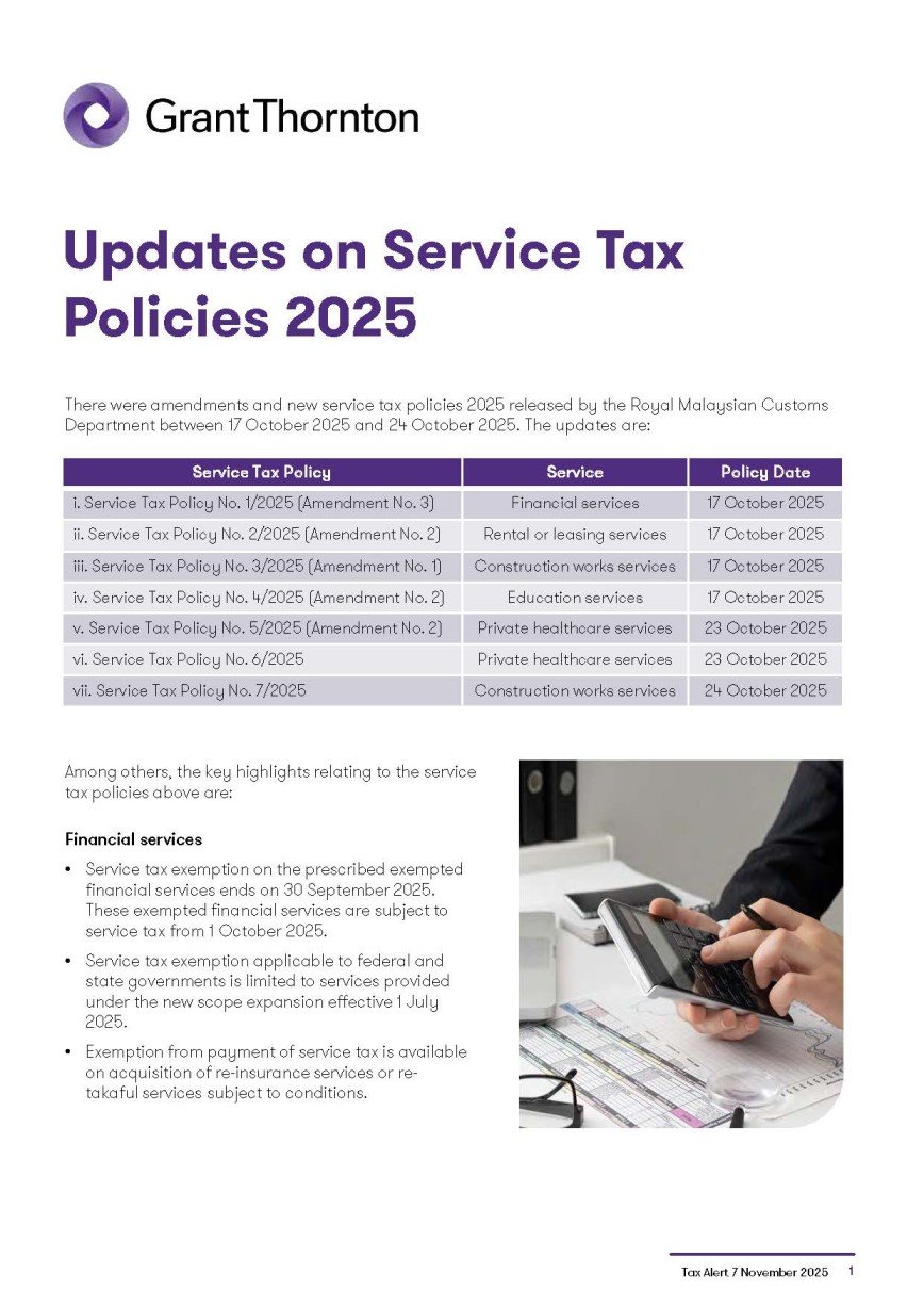 Updates on Service Tax Policies 2025