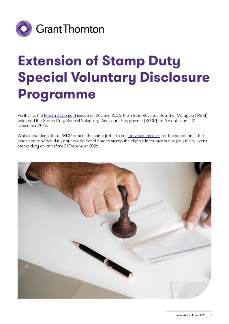 Extension of Stamp Duty SVDP